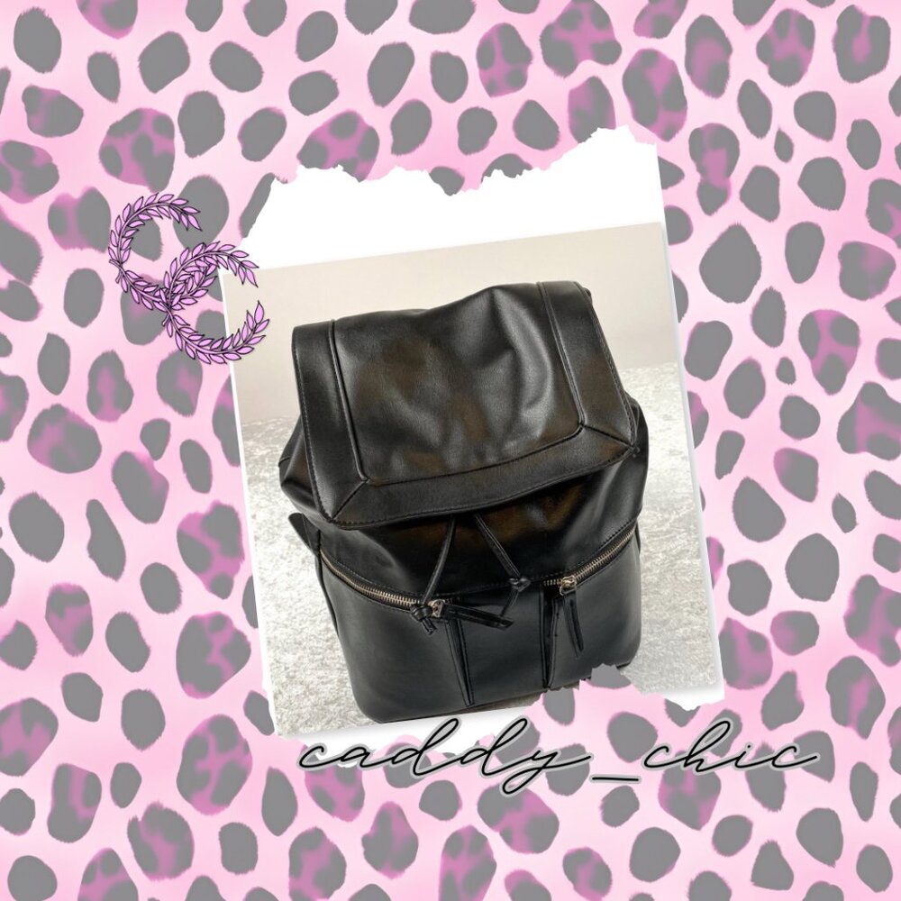 EUC Mudd Black Faux Leather Backpack - Used Twice!